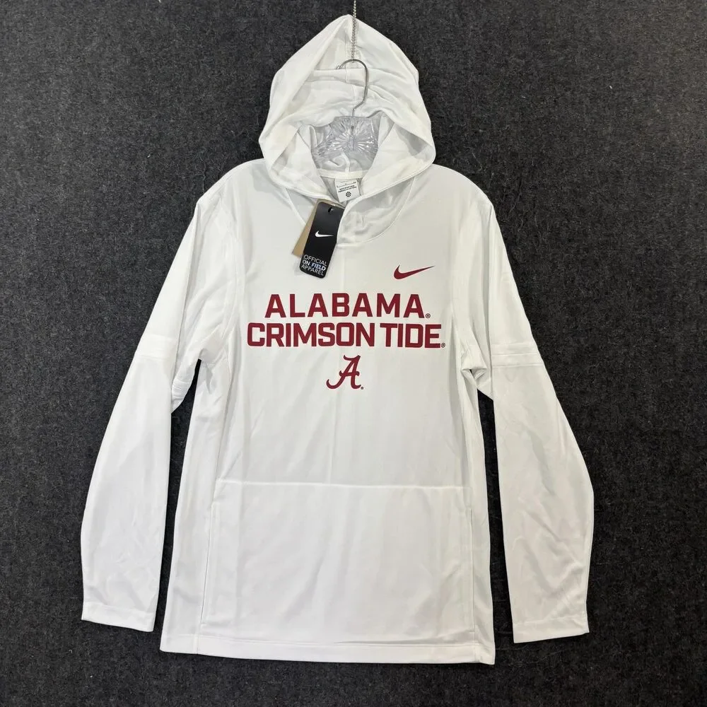 Alabama Crimson Tide Shirt Men's Small White Hoodie Nike Dri-FIT On Field Hooded